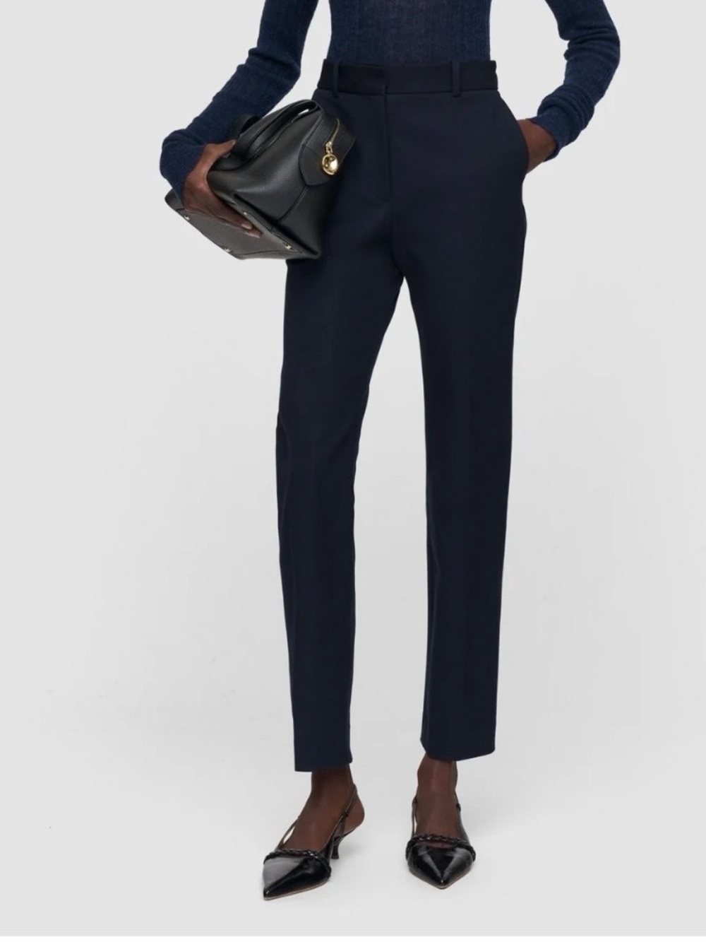 Joseph Black Tailored Dress Pants with Subtle Hook Detail